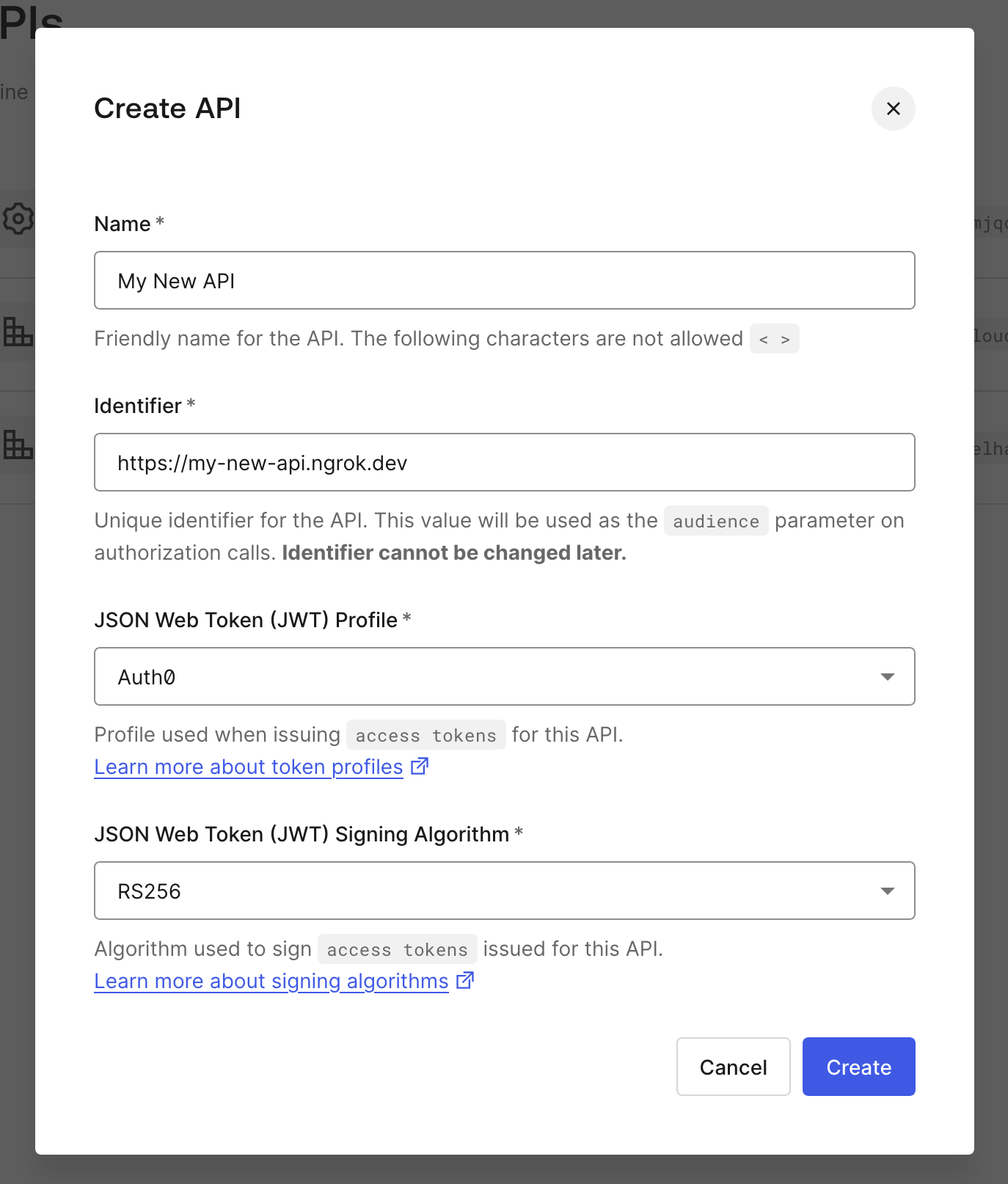 Create your API in Auth0